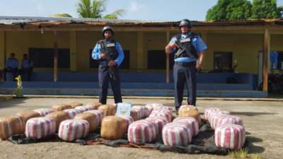 La supuesta droga iba envuelta en bolsas de plástico.