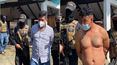Agentes de la Fnamp custodiando a los sospechosos de traficar con drogas en San Pedro Sula.