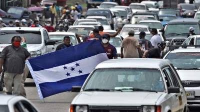 Imagen de archivo de un paro de transportistas en Honduras.