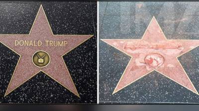 Así quedó la estrella de Donald Trump.