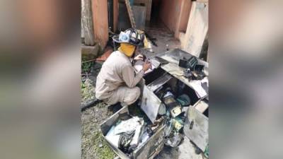 Los bomberos con ayuda de vecinos apagaron el fuego.