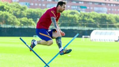 Messi decidió entrenar pese a que tenía el día libre. Foto FC BARCELONA.