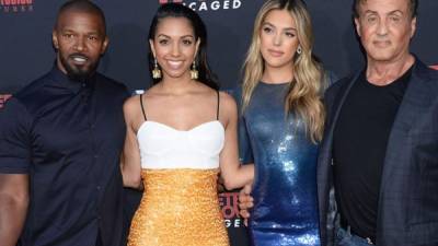 Jamie Foxx y su hija Corinne Foxx y Sylvester Stallone con su hija Sistine Stallone.