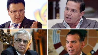 Alfredo Hawit, Rafael Leonardo Callejas, Héctor Trujillo y Juan Ángel Napout, acusados en el escándalo de corrupción de la FIFA.