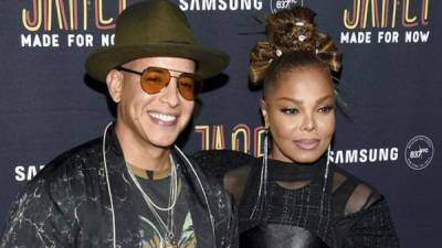 Daddy Yankee y Janet Jackson en el lanzamiento oficial de la canción 'Made for now'.