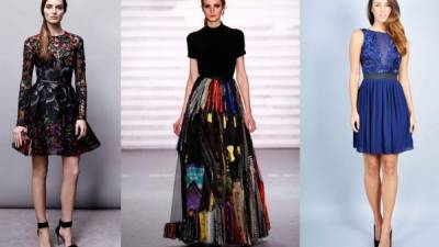 Diseños como el floral corto de Elie Saab, faldas maxi (la sensación del momento) y los brillos en tonos metalizados son opciones recomendadas.