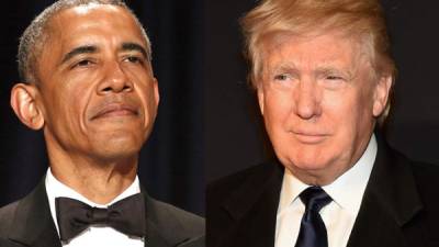 El presidente Barack Obama al lado el candidato republicano Donald Trump.