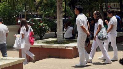 La carrera de Medicina en la Unah-vs tiene una matrícula de unos 880 estudiantes en el primer período de 2019. Foto Archivo