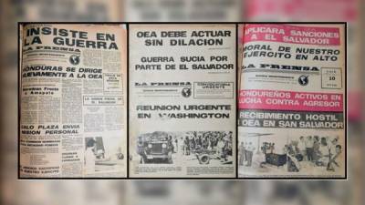 LA PRENSA fue el periódico que mayor cobertura dio al conflicto bélico, entre Honduras y El Salvador. Prueba de ello es la gran cantidad de ejemplares rescatados de los archivos del diario líder de Honduras. He aquí algunas de sus primeras planas.