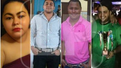 Cuatro de las cinco víctimas: Francis Vásquez, Edwin Mejía Licona, Jesús Romero Duarte y Antoni David Pérez.