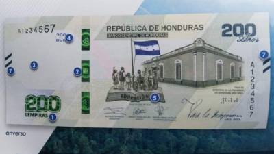 El Banco Central de Honduras presentó este martes el diseño del nuevo billete de 200 lempiras (8,40 dólares) con motivos que aluden al bicentenario de la independencia de la Corona española, que comenzará a circular en septiembre.