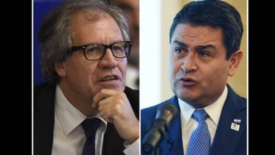 El secretario de la OEA, Luis Almagro y el presidente hondureño Juan Orlando Hernández.