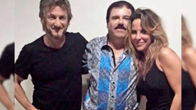 Foto de Sean Penn, El Chapo y Kate del Castillo durante su entrevista en 2015.