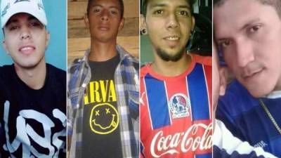 Fotografías en vida de David Antonio Zepeda, Jefferson Banegas, Carlos Fernando Alvarado y Belis Antonio Baquedano.