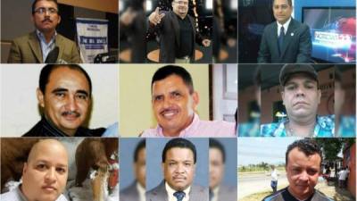 Algunos rostros de periodistas asesinados de diferentes maneras en Honduras.