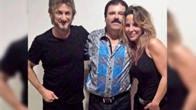 Los actores Sean Penn y Kate del Castillo junto con 'El Chapo' Guzmán.