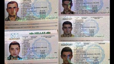 Pasaportes falsos presentados por los cinco sirios que fueron detenidos en Honduras.