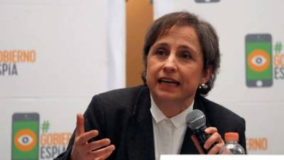Entre quienes denunciaron el espionaje está la periodista Carmen Aristegui, quien reveló en 2014 el caso de 'La Casa Blanca' que involucraba al presidente Enrique Peña Nieto.//Foto AFP