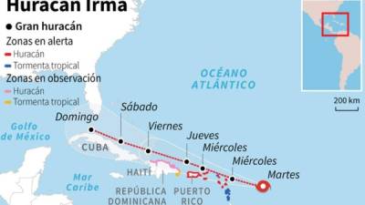 Localización y trayectoria prevista del huracán Irma / AFP