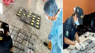 Cada uno de los paquetes fue abierto y analizado por los toxicólogos forenses en Tegucigalpa.