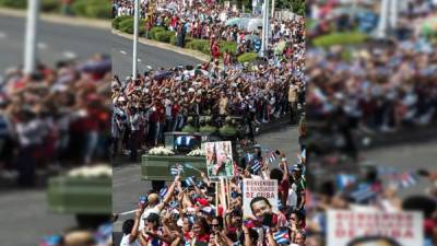 Las cenizas de Fidel recibidas en Santiago. AFP..