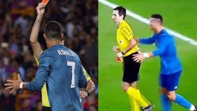 Cristiano Ronaldo terminó expulsado y le dio un pequeño empujón al árbitro.
