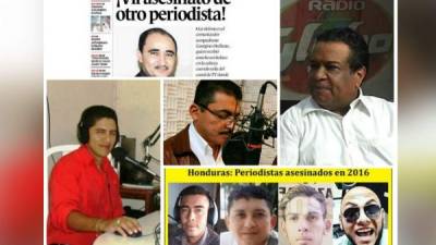 Imágenes de periodistas asesinados en Honduras en la última década, muchos de estos casos permanecen en total impunidad, en otros, en cambio, se avanzó a capturar a los autores materiales.