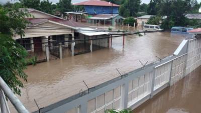 Imagen de inundación en colonia Pineda, municipio de San Manuel.
