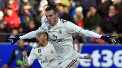 Gareth Bale celebrando su gol contra el Huesca. Foto AFP