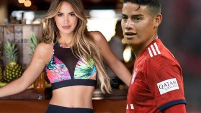 El jugador colombiano y la modelo venezolana han hecho oficial su romance posando juntos en el campo durante las celebraciones del título del Bayern Munich.