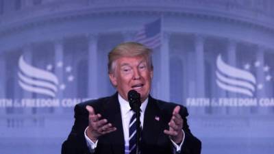 El presidente de los Estados Unidos, Donald Trump, habla durante la Conferencia hoy 8 de junio de 2017 en Washington. Foto: AFP