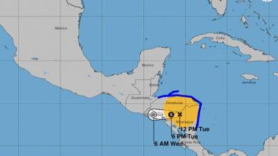 El Centro Nacional de Huracanes señaló que Iota trae vientos máximos sostenidos de 105 kilómetros por hora.