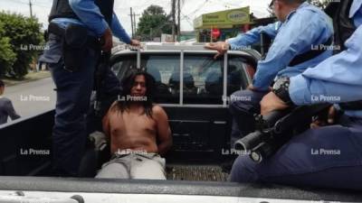 Sospechoso detenido por las autoridades de la Policía Nacional de Honduras.