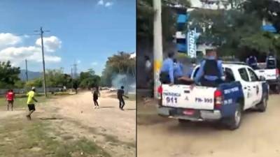 Enfrentamiento violento entre barras de Marathón y Olimpia en el estadio Olímpico.