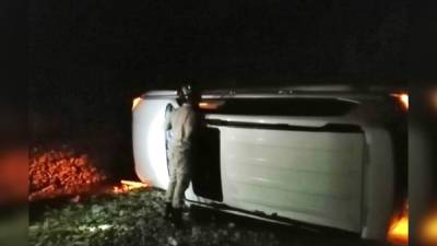 El Vehículo quedó volcado en la carretera CA-13.