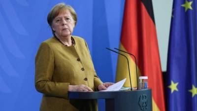 Angela Merkel da un comunicado en Berlín, en medio de la nueva pandemia del coronavirus. Foto AFP