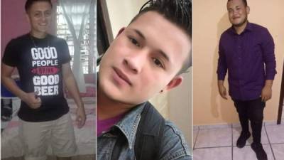 Fotografías en vida de los tres jóvenes ultimados a balazos.