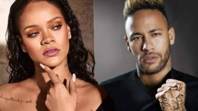 Neymar (d) prefirió estar presente en el lanzamiento de la colección de ropa de Rihanna que en la premiación de su colega y compañero en el PSG.
