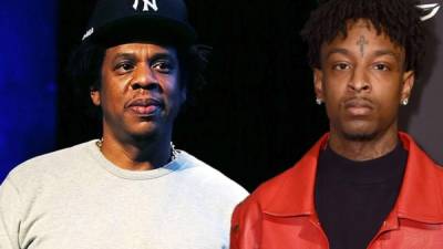 Collage de fotos de Jay Z y 21 Savage.