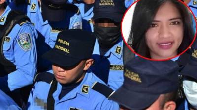 Imagen ilustrativa de miembros de la Policía Nacional. A un extremo aparece una foto en vida de Keyla Martínez.