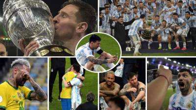 Las imágenes que dejó la coronación de Argentina en la final de la Copa América-2021 tras vencer a Brasil (0-1) en el estadio Maracaná. Messi se llevó todas las miradas junto a Neymar.Fotos - EFE y AFP