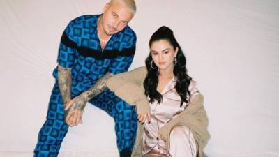 J Balvin y Selena Gómez en la grabación del video 'I Can't Get Enough'.