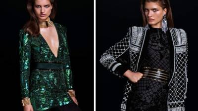 Detalles metálicos, tejidos que brillan, colores fuertes, y cierto aire militar predominan en la esperada colección de Balmain.