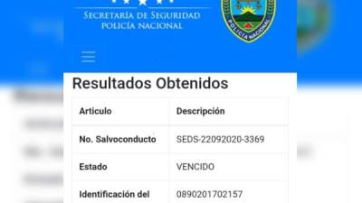 Abogados habían tramitado en línea salvoconducto.