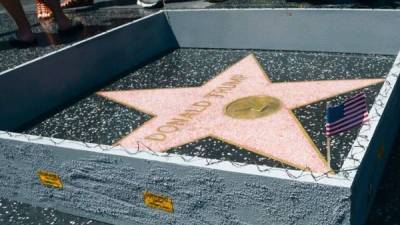 Así luce la estrella del magnate en el paseo de las estrellas de Hollywood.