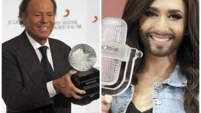 Una foto de Julio Iglesias y Conchita Wurst. EFE y AFP