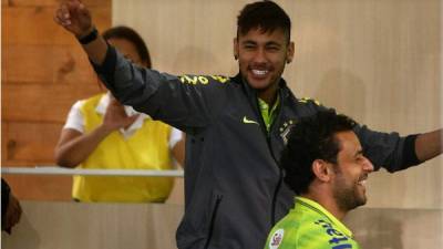 Neymar y Fred compartieroneste lunes en Teresópolis, sierra de Río de Janeiro.