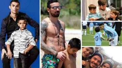 Fuera de las canchas muchos cracks del fútbol son unos orgullosos padres que comparten momentos e imágenes con sus hijos en las redes sociales.