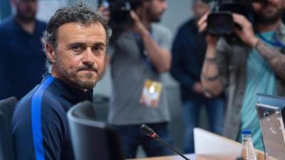 Luis Enrique en conferencia de prensa este sábado. Foto AFP