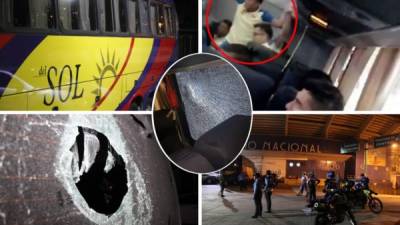 Miembros de la Ultra Fiel, barra de aficionados el Olimpia, atacaron cobardemente al autobús del Alianza en el que viajaban los jugadores antes del partido en el estadio Nacional.